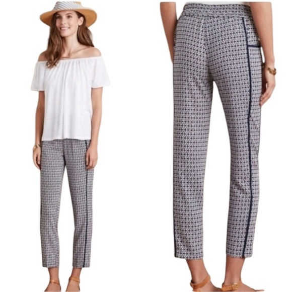 Anthropologie Hei Hei Printed Pants Elastic Waist Navy Size XS - Picture 1 of 7